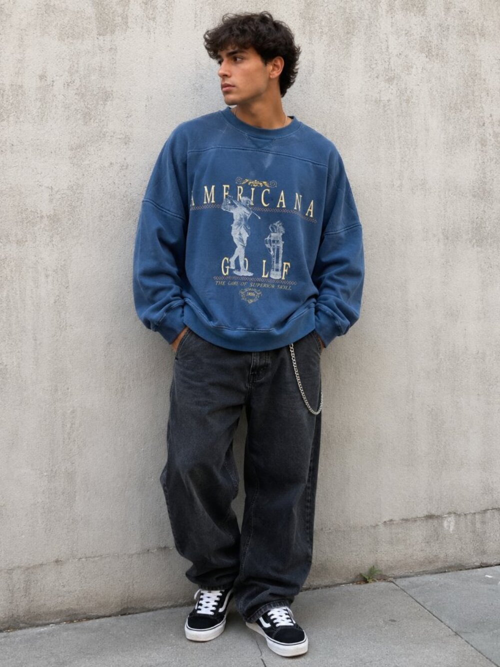 Vintage Galt Golf Sweatshirt XL Blue Graphic Crewneck Streetwear Faded 90s Y2K